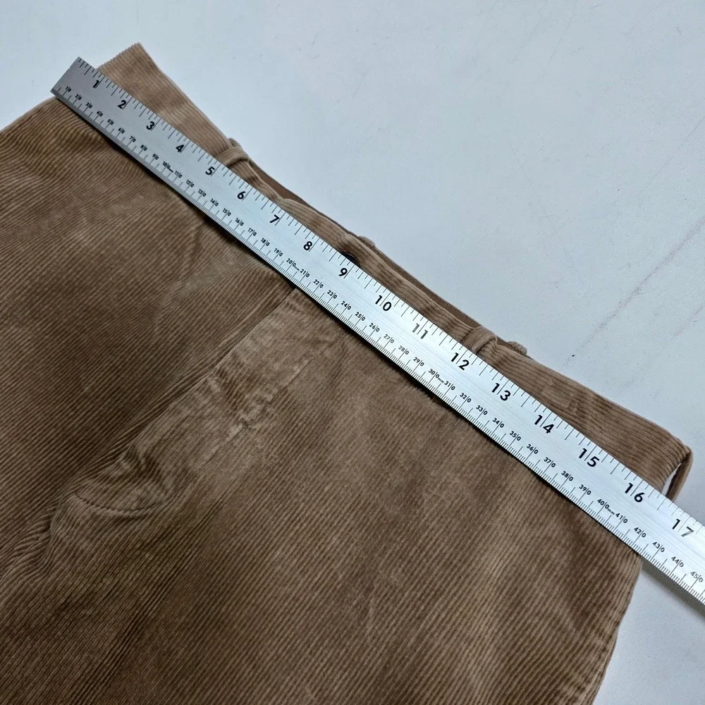 Uniqlo Corduroy Pants Mens L 33-36 Brown Straight Leg Elastic Waist 321-451817